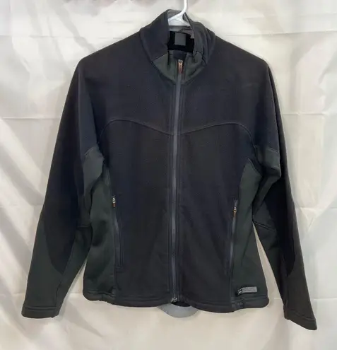 REI adult black gray fleece full zip pocket outdoor athletic active jacket S/M