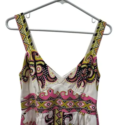 Tibi Valencia Silk Maxi Long Dress Sleeveless White Pink Black Multicolor Size 4