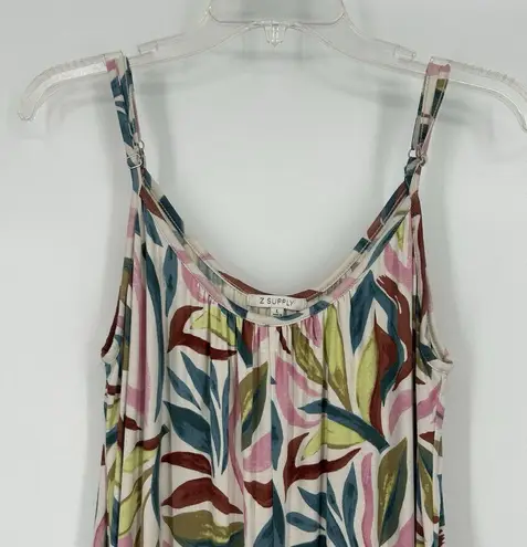 Z Supply  Safari Floral Wide Leg Jumpsuit Jersey Knit Pockets Sleeveless Size L