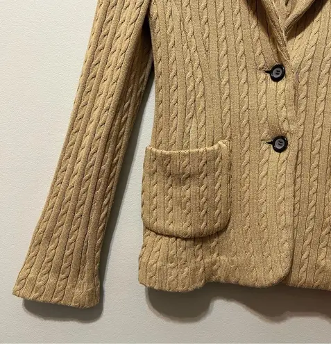 525 America Button Up Blazer Cardigan Vintage Neutral Beige Cable Knit S
