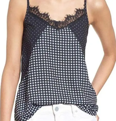 Ten Sixty Sherman 🛍️ Black White Spaghetti Straps Lace Trim Camisole Sz S NWOT - Image 1