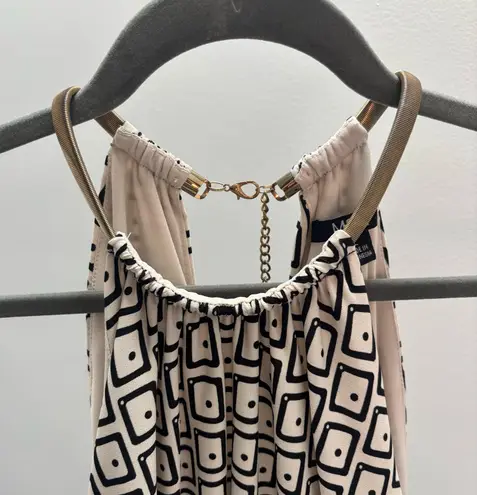 MSK Geometric Print Halter Blouson Dress Multiple Size L