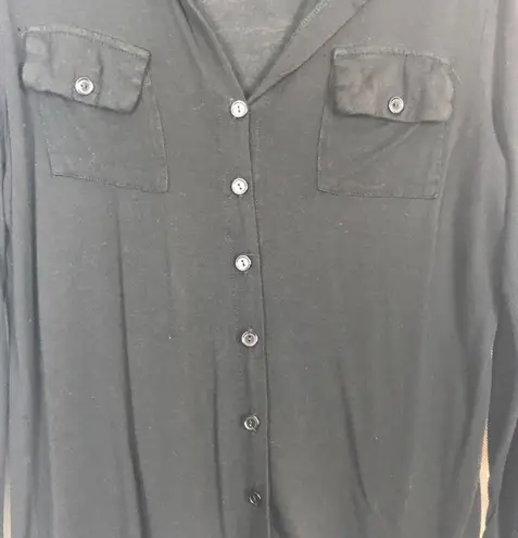 Saint Tropez West Button Down Black Top Size S