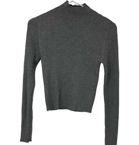 Pink republic GRAY RIBBED STRETCH LONG SLEEVE MEDIUM