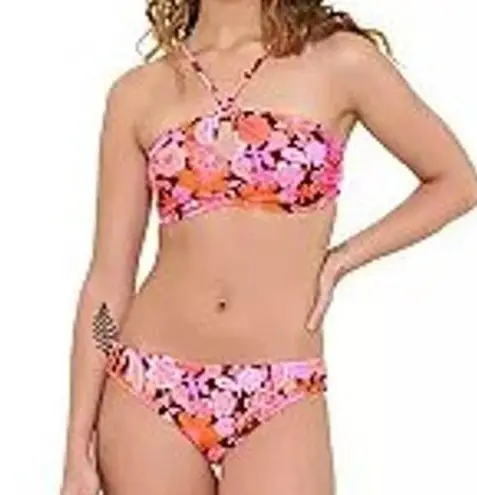 Ninety Nine Degrees Halter Cheeky Hipster Bikini Set Multi Coco Floral L/XXL NEW Pink Size undefined