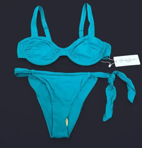 Sunday Brunch Teal Blue Underwire Top 2 Piece Bikini