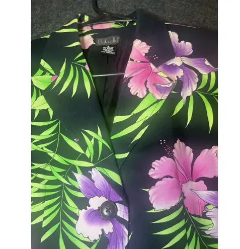 Rafaella Blazer Womens Size 6 Black Floral Button Boho Career Office Preppy