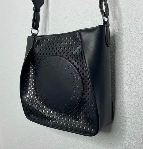 Stella McCartney Black Laser Cut Faux Leather Crossbody Bag
