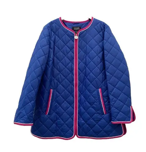 Dennis Basso DENNIS by Royal Blue Quilted Jacket with Contrast Piping Size M