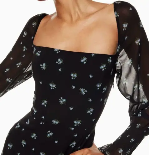 Wilfred Emmylou Mini Dress Puff Sleeve Forget Me Not Floral Black Size 4