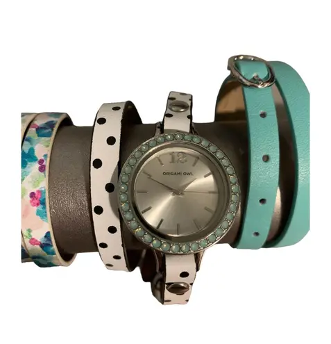 Origami Owl Wrap Bracelet Watch With Leather Straps