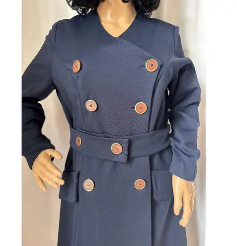 Vintage OOAK Navy coat dress double