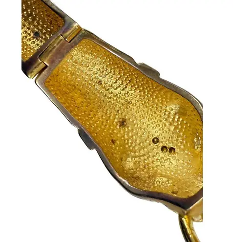 VTG Black Enamel Panther Door Knocker Bangle Bracelet Hinge Ciner Style Gold