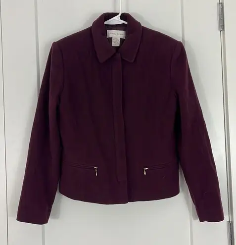 Casual Corner Size 6 Wool Purple Zip Up Jacket with Pockets