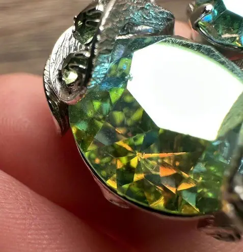 Vintage Warner Insect Bug Blue Green AB Rhinestone Silver Tone Signed Brooch Pin