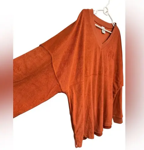 Victoria’s Secret PINK Orange Sweatshirt Varsity Terry V