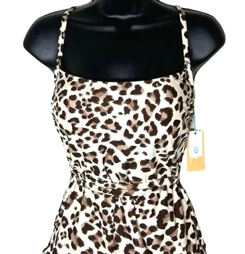 Kona Sol NWT Women’s Leopard Print Wrap Belt One Piece Swimsuit Size Medium