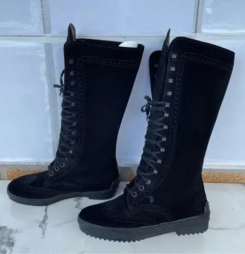 Tod's Gomminos combat moto style mid calf boots 6.5 Black