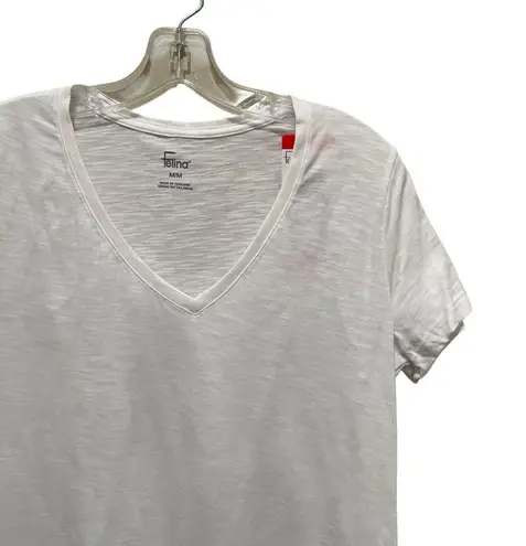 Felina Slub Jersey V Neck Tee Shirt White Womens Size Medium