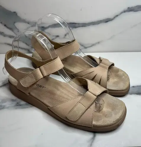 Rockport | Women's Minimalist Beige Leather Outdoor Comfort Strap Sandals Sz 10 Brown