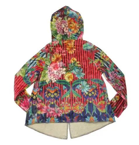 Johnny Was NWT Rico Sherpa Jacket in Floral Print Hooded Cardigan S