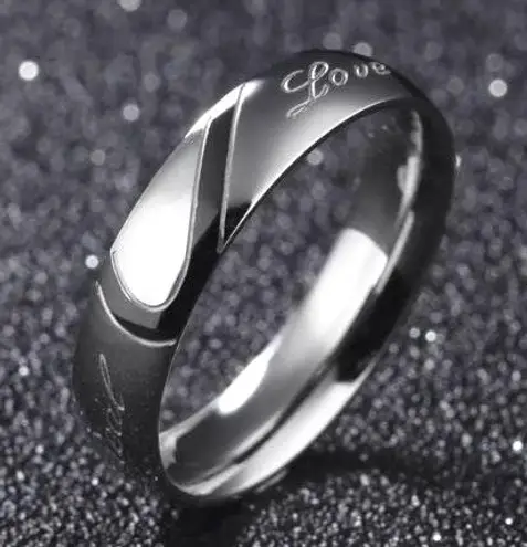 2pcs Heart Shaped Couple Rings Silver