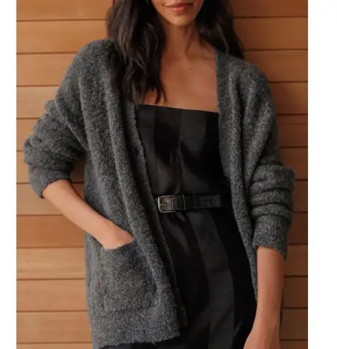 Jenni Kayne • Boucle Cocoon Cardigan Sweater Charcoal dark grey alpaca Gray