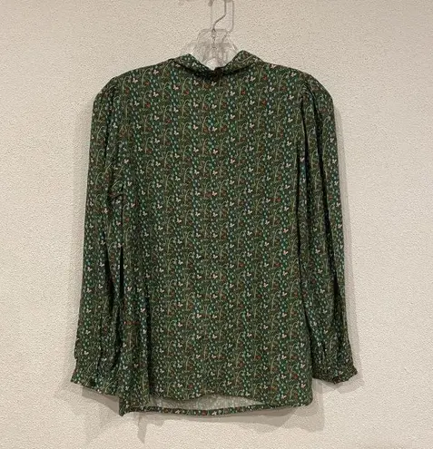 Circus Anna Shirt Womens XS Floral Print Long Sleeve Blouse Bow Tie UK 8 Green