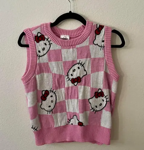 Sanrio hello kitty pink checkered knit sweater vest tank top