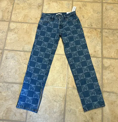 PacSun Eco Butterfly Checkerboard Low Rise Straight Leg Jeans