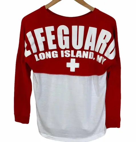 Lifeguard baseball jersey tee red white New York graphic Unisex size small