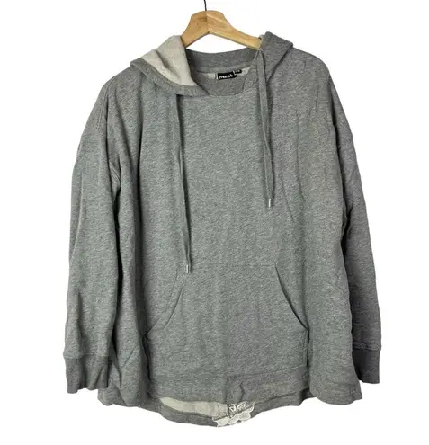 Mono B Gray Floral Lace Relaxed Fit Hoodie Sweatshirt S/M Size M