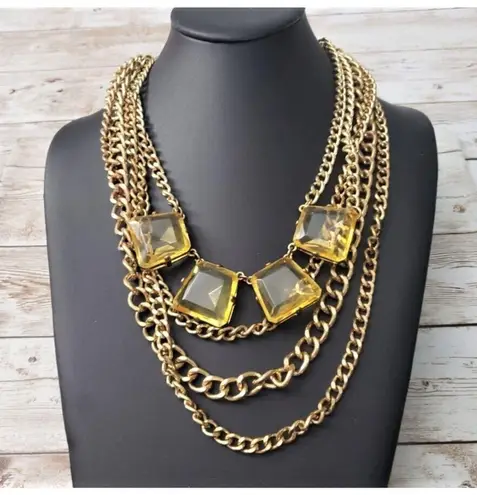 14th & Union Statement Necklace - Gold Tone Layered With Yellow Gems