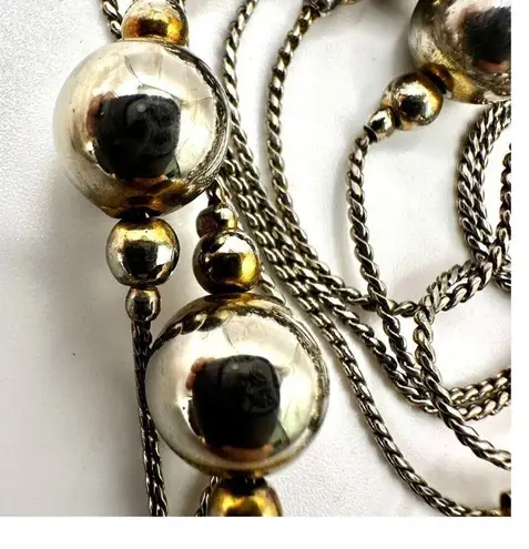 14k gold plated long ball chain necklace