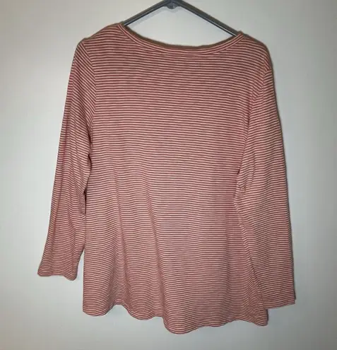 Soft Surroundings Blouse Women XL Petite Long Sleeve Stripe Pima Cotton Cruise