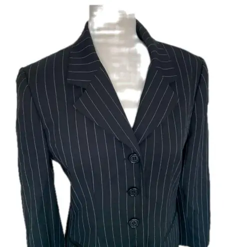 Jacqueline Ferrar Blazer Size 8 Pinstripe Black White Classic Fit