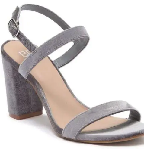 BP  Luna Velvet Heels Strappy Block Grey Velvet 7.5