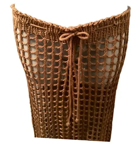 CoverUp Women's Dark Brown Beach Pants Crochet High Waist Swimsuit CoverUps Size undefined