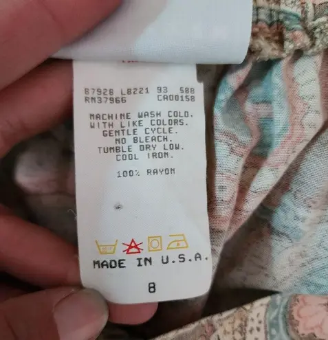 Jantzen Vintage 80s pink & blue paisley print pull on midi skirt size 8