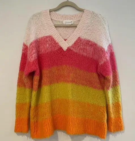 Anthropologie By  Simone Striped Sweater Size M Wool Alpaca Boho Colorful Relaxed