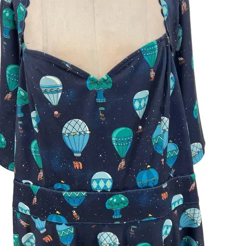 Unique Vintage  Hot Air Balloon Bolero Flare Dress Navy Blue Plus Size 5X