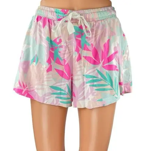 J.Crew Women Multicolor Floral Leaf Print Drawstring High Rise Lounge Shorts XS Pink