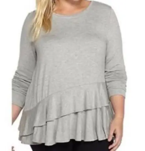 Kaari Blue Womens Tired Hem Long Sleeve Shirt Size Medium Gray