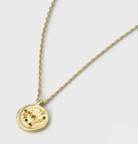 NWT! Beloved + Inspired 14K Gold Dipped 'Capricorn' Disc with Stones Necklace