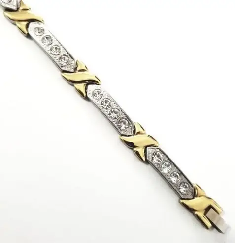 New Stainless steel magnetic bracelet w/CZs 7.5" Silver