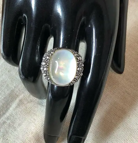 MICHAEL DAWKINS Starry Night Sterling Silver Mother of Pearl Doublet Ring 8