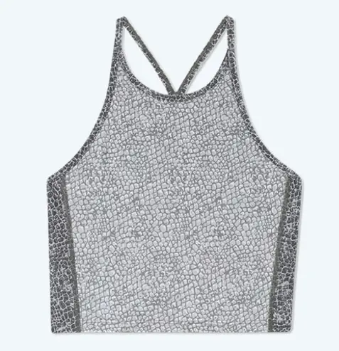 Summersalt The High Neck Midi Sports Bra Tank in Snake Print Gray Sz 14