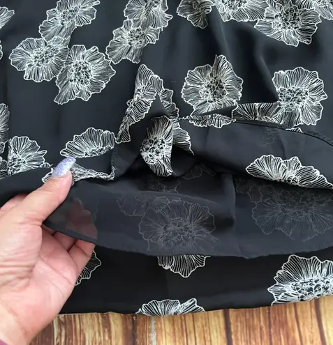 Metaphor Women Sleeveless Halter Black Floral Chiffon Top Blouse Size Medium