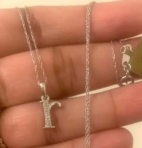 10kt White Gold "R" Initial Diamond Necklace