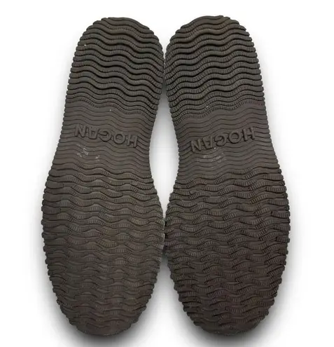 Hogan Leather Polacco Traditional Mid Lace Up Shoes Booties Off White Size 5.5